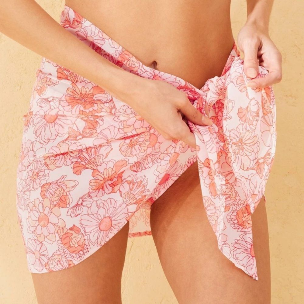 Shade & Shore Medium Beach Sarong-pink orange